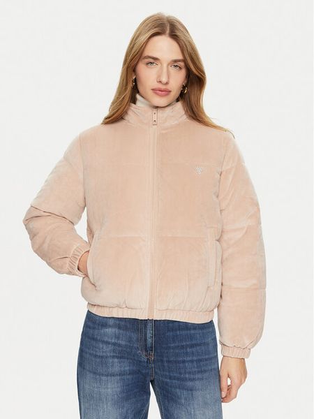 Guess Kurtka zimowa V4BL03 KBXI2 Beżowy Regular Fit. Brązowe kurtki damskie Guess, na zimę, l, z aplikacjami, z syntetyku, bez kaptura. Za 329.99 zł.