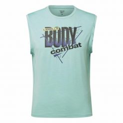 T-shirt męski bez rękawów Les Mills® Bodypump® Activchill. Niebieskie t-shirty męskie Reebok, m, bez wzorów, z poliesteru, bez kołnierzyka. Za 125.00 zł.