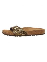 Birkenstock Klapki "Madrid" w kolorze złotym rozmiar: 36. Żółte klapki damskie Birkenstock, bez wzorów, bez obcasa. Za 235.50 zł.