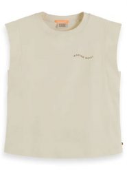 Scotch & Soda Top w kolorze beżowym rozmiar: S. Brązowe topy damskie Scotch & Soda, s, bez wzorów, z bawełny, bez kołnierzyka. Za 87.81 zł.