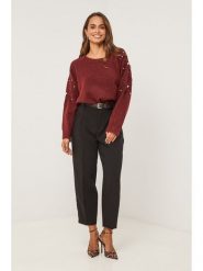 Soft Cashmere Sweter w kolorze bordowym rozmiar: 38/40. Czerwone swetry klasyczne damskie Soft Cashmere, bez kołnierzyka. Za 199.49 zł.