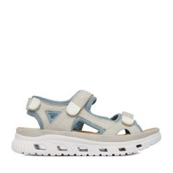 Sandały Rieker. Szare sandały damskie Rieker, bez wzorów, bez obcasa, na płaskiej podeszwie. Za 359.99 zł.
