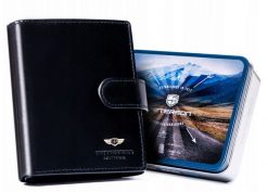 Portfel skórzany PETERSON PTN 22309L-VT czarny. Czarne portfele męskie Peterson, bez wzorów. Za 105.99 zł.
