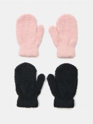 Rękawiczki jednopalczaste wyściełane polarem 2 pack - różowy. Czerwone rękawiczki dziecięce Sinsay, z polaru, bez ramiączek. Za 9.99 zł.