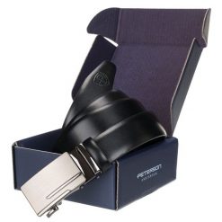 Pasek męski Peterson PTN 2771469 czarny. Czarne paski męskie Peterson, bez wzorów, ze skóry, eleganckie. Za 79.99 zł.