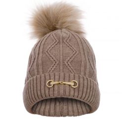 Czapka zimowa Equestrian Queen Eden 24AW damska z pomponem. Brązowe czapki zimowe damskie EQUESTRIAN QUEEN. Za 97.99 zł.