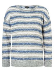 More & More Sweter w kolorze szaro-niebiesko-białym rozmiar: 38. Białe swetry klasyczne damskie MORE & MORE, bez kołnierzyka. Za 140.53 zł.