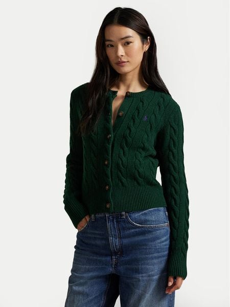 Polo Ralph Lauren Kardigan 211972104008 Zielony Slim Fit. Zielone kardigany damskie Polo Ralph Lauren, xs, bez wzorów, z wełny. Za 969.99 zł.