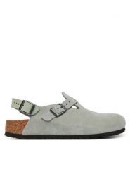 Birkenstock Sandały Tokio 1031626 Szary. Szare sandały damskie Birkenstock, bez wzorów, ze skóry, bez obcasa, na płaskiej podeszwie. Za 719.99 zł.