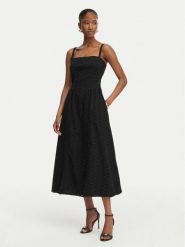 Guess Sukienka letnia W6GK44 W1884 Czarny Regular Fit. Czarne sukienki damskie Guess, na lato, m, z aplikacjami, z bawełny, bez kołnierzyka, bez ramiączek. Za 694.99 zł.