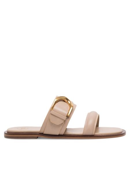 Gino Rossi Klapki ELZA-112686 Beżowy. Brązowe klapki damskie Gino Rossi, bez wzorów, ze skóry, bez obcasa. Za 229.99 zł.