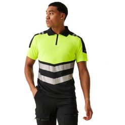 Koszulka Polo Męska HiVis. Czarne koszulki polo męskie Regatta, m, bez wzorów, z materiału, bez ramiączek. Za 147.99 zł.