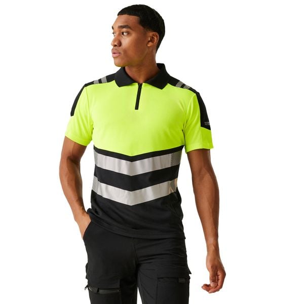 Koszulka Polo Męska HiVis. Czarne koszulki polo męskie Regatta, m, bez wzorów, z materiału, bez ramiączek. Za 147.99 zł.