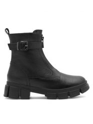 Badura Kozaki SARA CI12-9092-03 Czarny. Czarne kozaki dziewczęce Badura, bez wzorów, ze skóry, bez obcasa. Za 249.99 zł.