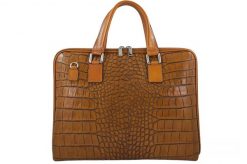 Torba na laptopa skórzana BARBERINI'S 118/1-12 j. brązowa. Brązowe torby na laptopa damskie Barberinis, bez wzorów, ze skóry, z tłoczeniem. Za 359.99 zł.