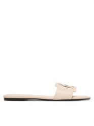 Calvin Klein Klapki Square Flat Sandal Emblem HW0HW03128 Écru. Klapki damskie CALVIN KLEIN, bez wzorów, ze skóry, bez obcasa. Za 409.99 zł.