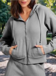 Bluza rozpinana - szary. Szare bluzy z kapturem damskie Sinsay, l. W wyprzedaży za 22.99 zł.