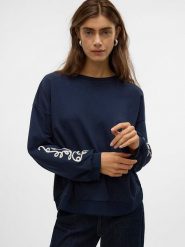 Vero Moda Bluza w kolorze granatowym rozmiar: XS. Niebieskie bluzy bez kaptura damskie Vero Moda, xs. Za 61.46 zł.