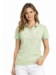 Geographical Norway Koszulka polo "Krystaline" w kolorze jasnozielonym rozmiar: XL. Zielone bluzki damskie Geographical Norway, xl, bez wzorów, z bawełny, bez kołnierzyka, bez ramiączek. Za 86.99 zł.