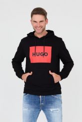 HUGO Czarna bluza z kapturem. Czarne bluzy z kapturem męskie Hugo, m. W wyprzedaży za 253.99 zł.