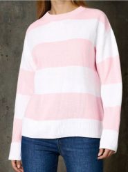 Sweter w pasy - różowy. Czerwone swetry klasyczne damskie Sinsay, l, bez kołnierzyka. Za 39.99 zł.