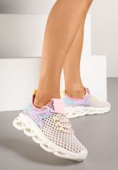 Biało-Fioletowe Buty Sportowe Sneakersy na Platformie Ozdobionej Tłoczeniem Teliriella. Białe buty sportowe na co dzień damskie Renee, bez wzorów, z jeansu. Za 69.99 zł.