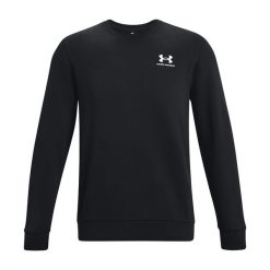 Bluza fitness męska Under Armour Essential Fleece Crew. Czarne bluzy sportowe męskie Under Armour, bez wzorów, casualowe, bez kołnierzyka, bez ramiączek. Za 273.70 zł.