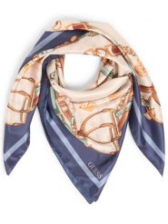 GUESS Szalik damski Kobiety niebieski|beżowy wzorzysty, ONE SIZE. Brązowe szaliki i kominy damskie Guess, z aplikacjami, z syntetyku. Za 329.95 zł.