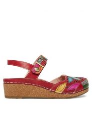 Laura Vita Sandały Facscineo 02 Czerwony. Czerwone sandały damskie Laura Vita, bez wzorów, ze skóry, bez obcasa, na płaskiej podeszwie. Za 429.99 zł.