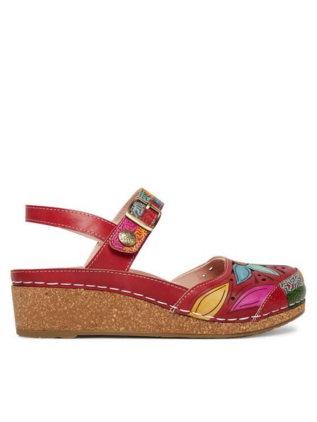 Laura Vita Sandały Facscineo 02 Czerwony. Czerwone sandały damskie Laura Vita, bez wzorów, ze skóry, bez obcasa, na płaskiej podeszwie. Za 429.99 zł.