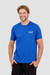 EA7 Niebieski t-shirt Ventus 7. Niebieskie t-shirty męskie EA7 Emporio Armani, l, bez wzorów, bez kołnierzyka. W wyprzedaży za 159.99 zł.