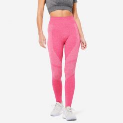 Legginsy fitness damskie Domyos 900. Czarne legginsy damskie DOMYOS, l, bez wzorów, z elastanu. W wyprzedaży za 79.99 zł.