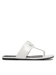 Calvin Klein Jeans Japonki Flat Sandal Slide Toepost Mg Met YW0YW01342 Biały. Białe klapki damskie Calvin Klein Jeans, bez wzorów, z jeansu, bez obcasa. Za 219.99 zł.