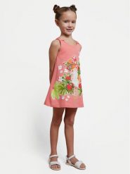 Mayoral Sukienka letnia 3943 Różowy Regular Fit. Czerwone sukienki dziewczęce Mayoral, na lato, bez wzorów, z bawełny, bez ramiączek. Za 129.99 zł.