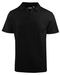 Dzianinowa Koszulka Polo - Dekolt Bez Guzików - Brave Soul - Czarna. Czarne koszulki polo męskie Brave Soul, l, bez wzorów, z bawełny, bez ramiączek. Za 99.00 zł.
