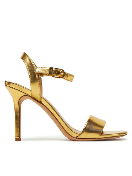 LAUREN RALPH LAUREN Sandały 802956289003 Złoty. Żółte sandały damskie Lauren Ralph Lauren, bez wzorów, ze skóry, bez obcasa, na szpilce. Za 409.99 zł.