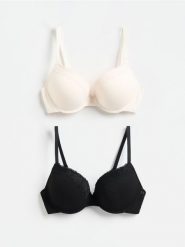 Biustonosz push up 2 pack - czarny. Czarne biustonosze Reserved, bez wzorów, z poliamidu. Za 99.99 zł.
