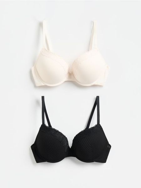 Biustonosz push up 2 pack - czarny. Czarne biustonosze Reserved, bez wzorów, z poliamidu. Za 99.99 zł.
