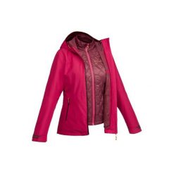 Kurtka turystyczna TRAVEL 500 3w1 damska. Czerwone kurtki damskie QUECHUA, s, bez wzorów, z elastanu, bez kaptura. Za 349.99 zł.