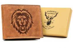 Portfel skórzany Always Wild N992-CHM-LION brązowy. Brązowe portfele męskie Always Wild, bez wzorów, z nubiku. Za 50.00 zł.