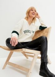 Bluza oversize z mieszanki bawełny. Brązowe bluzy bez kaptura damskie bonprix, z bawełny. Za 134.99 zł.