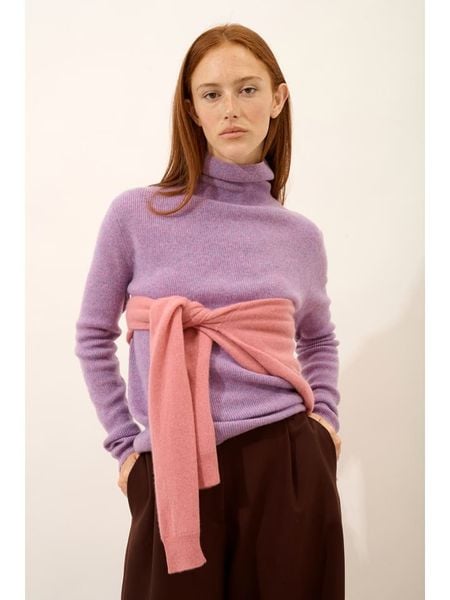 Just Cashmere Kaszmirowy sweter "Lanais" w kolorze fioletowym rozmiar: XL. Różowe golfy damskie Just Cashmere, xl, bez wzorów, z kaszmiru, bez ramiączek. Za 478.99 zł.