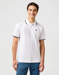 WRANGLER MĘSKA KOSZULKA POLO SHIRT WHITE 112365466. Białe koszulki polo męskie marka niezdefiniowana, m, bez wzorów, bez ramiączek. Za 99.99 zł.
