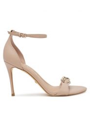 Guess Sandały FLTKAB LEA03 Beżowy. Brązowe sandały damskie Guess, z aplikacjami, ze skóry, bez obcasa, na szpilce. Za 519.99 zł.