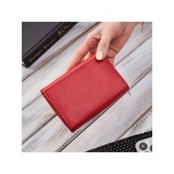 Portfel damski skórzany czerwony portmonetka RFID Brodrene G-25MN/RED. Czerwone portfele damskie bez wzorów, ze skóry. Za 60.79 zł.