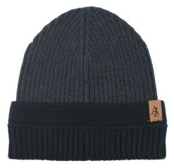 Jesienno-Zimowa Czapka (beanie) – Alties - Grafitowa z Czernią. Szare czapki męskie Alties, na zimę, bez wzorów, z dzianiny, sportowe. Za 59.00 zł.