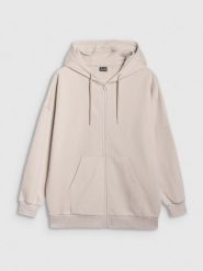 4F Bluza dresowa rozpinana z kapturem damska - beżowa L. Brązowe bluzy sportowe damskie 4f, l, z bawełny. W wyprzedaży za 119.99 zł.