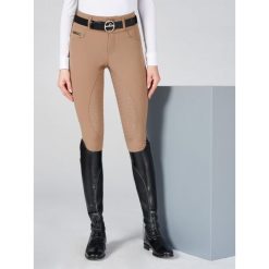 Damskie spodnie do jazdy konnej na ujeżdżalni Vestrum. Brązowe spodnie materiałowe damskie VESTRUM, bez wzorów, eleganckie, z podwyższonym stanem. W wyprzedaży za 1,060.10 zł.