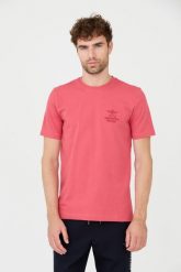 AERONAUTICA MILITARE Różowy t-shirt. Czerwone t-shirty męskie AERONAUTICA MILITARE, m, bez wzorów, bez kołnierzyka. W wyprzedaży za 189.99 zł.