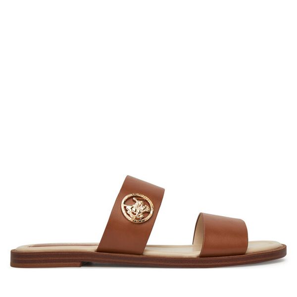 Klapki Beverly Hills Polo Club. Brązowe klapki damskie Beverly Hills Polo Club, bez wzorów, bez obcasa. Za 139.99 zł.